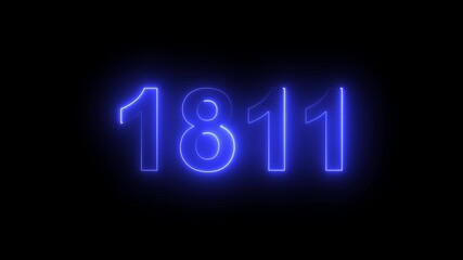 1811 Glowing Neon Line Text Animation, Powerful Abstract Neon Number Design in Stunning 4K Highlighting the Iconic and Important Year important date 1811.