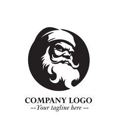 Santa Claus Logo Symbol in Black on White Background for Classic Holiday Branding and Design ArtPlus