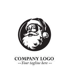 Santa Claus Logo Symbol in Black on White Background for Classic Holiday Branding and Design ArtPlus