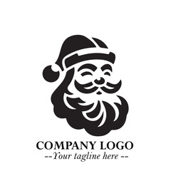 Santa Claus Logo Symbol in Black on White Background for Classic Holiday Branding and Design ArtPlus
