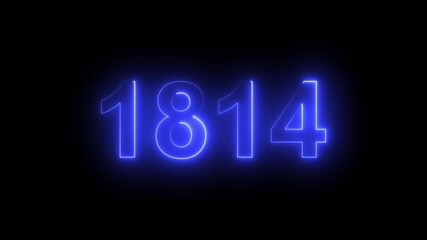 1814 Glowing Neon Line Text Animation, Powerful Abstract Neon Number Design in Stunning 4K Highlighting the Iconic and Important Year important date 1814.
