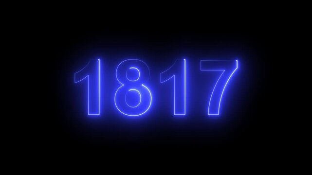 1817 Glowing Neon Line Text Animation, Powerful Abstract Neon Number Design in Stunning 4K Highlighting the Iconic and Important Year important date 1817.
