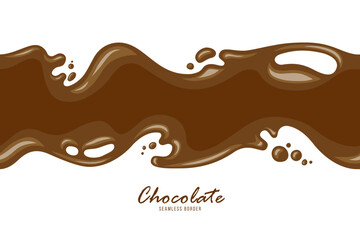 Chocolate splash vector seamless border