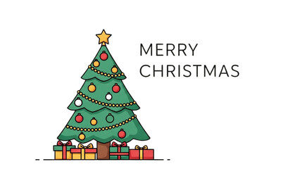 Fototapeta premium Festive Christmas Tree and Gifts Illustration for Holiday Greetings