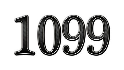 black metal 3d design of number 1099 on white background.