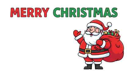 Santa Claus with a Sack of Gifts Wishing Merry Christmas