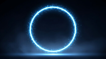 Obraz premium An intense disco illuminated round frame border with brilliant light effects.