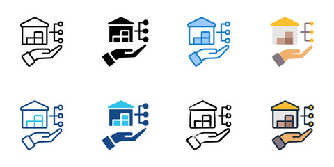 warehouse management icon set multiple style vector collection 
