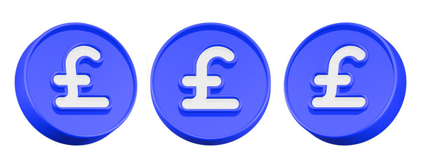 3d rendering icon pound sterling blue button