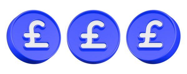 3d rendering icon pound sterling blue button