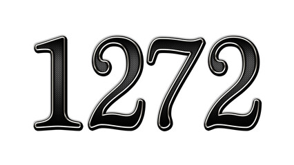 black metal 3d design of number 1272 on white background.