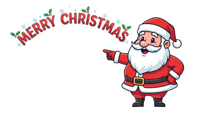 Happy Christmas Santa Claus Icon with Snowflakes and Festive Greeting