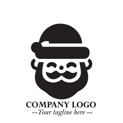 Santa Claus Logo Symbol in Black on White Background for Classic Holiday Branding and Design ArtPlus