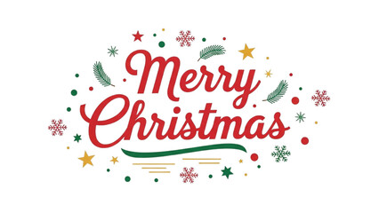 Festive Merry Christmas Greeting with Ornaments and Holiday Cheer