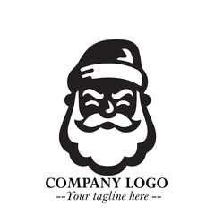 Santa Claus Logo Symbol in Black on White Background for Classic Holiday Branding and Design ArtPlus