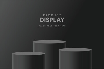 Gray & black 3d podium stand with geometric
