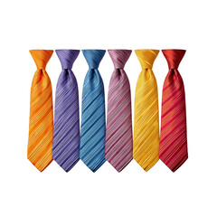 Six Striped Neckties in Rainbow Colors isolated on a transparent background