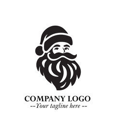 Santa Claus Logo Symbol in Black on White Background for Classic Holiday Branding and Design ArtPlus
