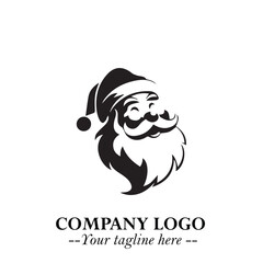 Santa Claus Logo Symbol in Black on White Background for Classic Holiday Branding and Design ArtPlus
