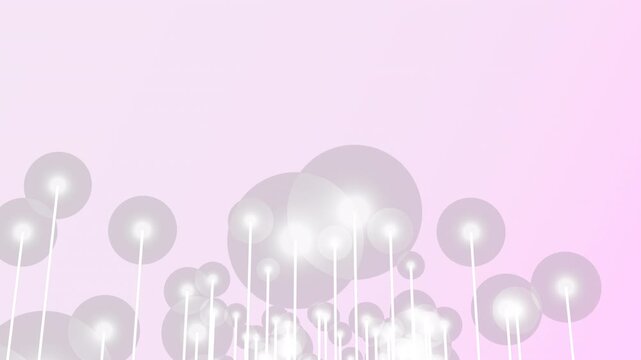 Playful Bouncing bubble graph chart on pink pastel background with copy space