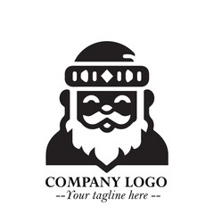 Santa Claus Logo Symbol in Black on White Background for Classic Holiday Branding and Design ArtPlus