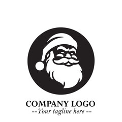 Santa Claus Logo Symbol in Black on White Background for Classic Holiday Branding and Design ArtPlus