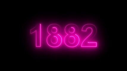 1882 Glowing Neon Line Text Animation, Powerful Abstract Neon Number Design in Stunning 4K Highlighting the Iconic and Important Year important date 1882.