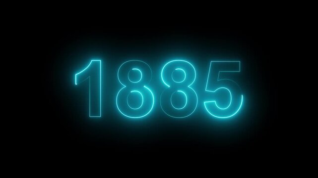 1885 Glowing Neon Line Text Animation, Powerful Abstract Neon Number Design in Stunning 4K Highlighting the Iconic and Important Year important date 1885.