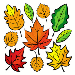 Obraz premium Collection of colorful autumn leaves in various shapes and sizes