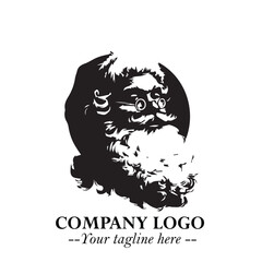 Santa Claus Logo Symbol in Black on White Background for Classic Holiday Branding and Design ArtPlus