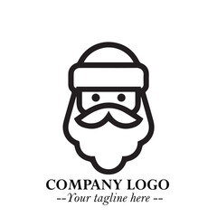 Santa Claus Logo Symbol in Black on White Background for Classic Holiday Branding and Design ArtPlus