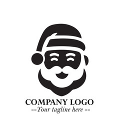 Santa Claus Logo Symbol in Black on White Background for Classic Holiday Branding and Design ArtPlus