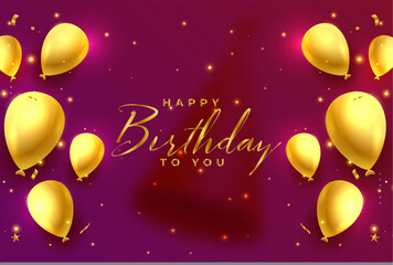 Fototapeta premium Golden Balloons Birthday Greeting Card Design