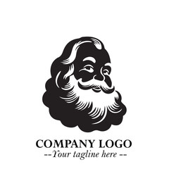 Santa Claus Logo Symbol in Black on White Background for Classic Holiday Branding and Design ArtPlus