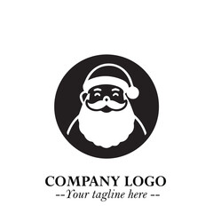 Santa Claus Logo Symbol in Black on White Background for Classic Holiday Branding and Design ArtPlus