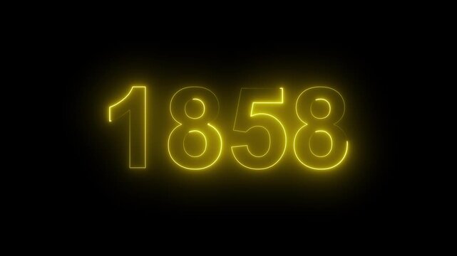 1858 Glowing Neon Line Text Animation, Powerful Abstract Neon Number Design in Stunning 4K Highlighting the Iconic and Important Year important date 1858.