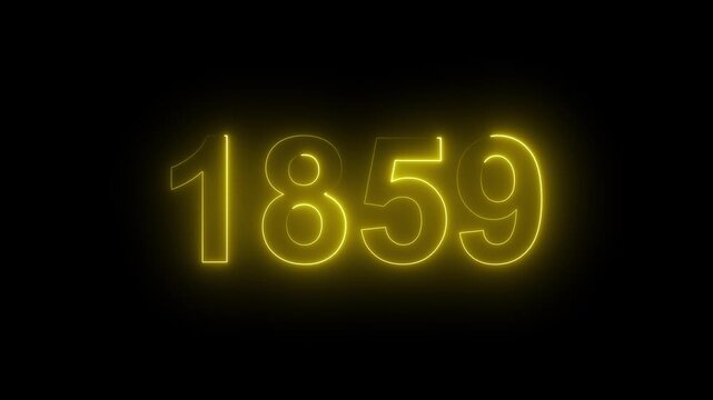 1859 Glowing Neon Line Text Animation, Powerful Abstract Neon Number Design in Stunning 4K Highlighting the Iconic and Important Year important date 1859.