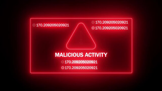 suspicious network behavior and cyber attack notification. sci-fi technology screen showing malicious status. virtual interface suspicious behavior detection concept.