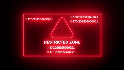 digital hud restricted zone error message with glowing text. critical access control and forbidden area notification. virtual interface forbidden area concept. - Powered by Adobe