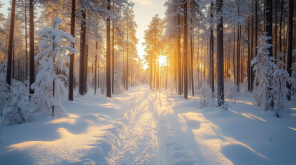 Winter forest. Beautiful snow winter landscape. Winter landscape. Beautiful wintry landscape