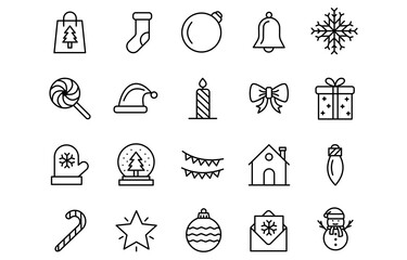 Merry Christmas icons set