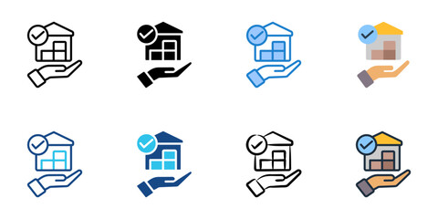 Warehouse solution icon set multiple style vector collection 
