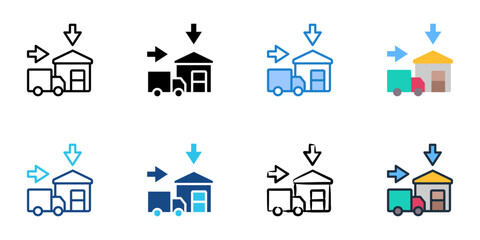 Inbound logistics icon set multiple style vector collection 
