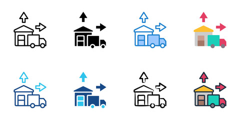 Outbound logistics icon set multiple style vector collection 

