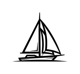 Sailboat sailing swiftly across the water, adventure and nautical travel icon style