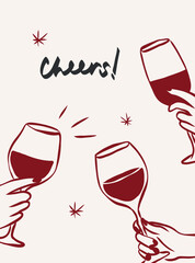 Line art whimsical retro cheers poster