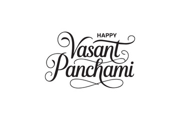 Elegant Vasant Panchami Typography &ndash; Black Calligraphy, Festival Lettering & Decorative Vector Design