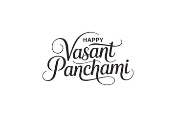 Elegant Vasant Panchami Typography &ndash; Black Calligraphy, Festival Lettering & Decorative Vector Design