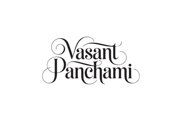 Elegant Vasant Panchami Typography &ndash; Black Calligraphy, Festival Lettering & Decorative Vector Design
