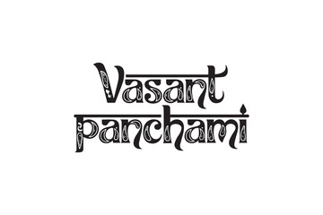 Elegant Vasant Panchami Typography &ndash; Black Calligraphy, Festival Lettering & Decorative Vector Design